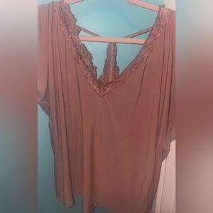 Daytrip Dusty Rose Top with Lace Detail